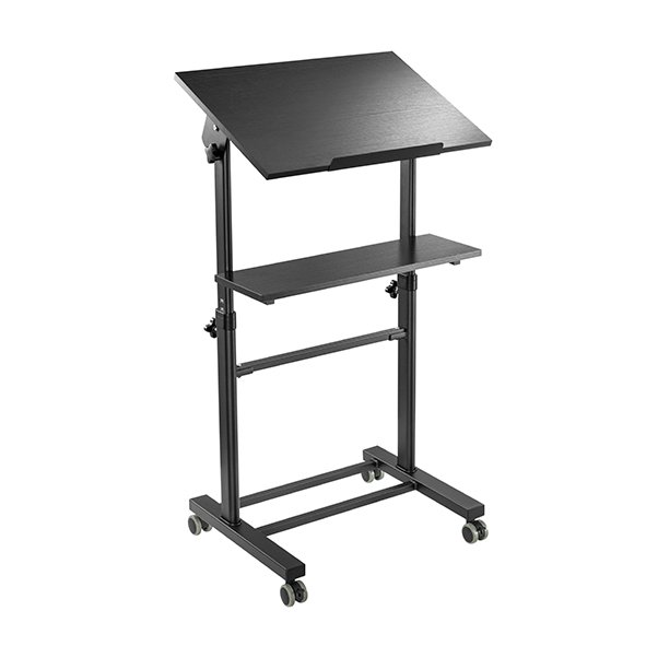 Height Adjustable Mobile Workstation With Tiltable Desktop Mount